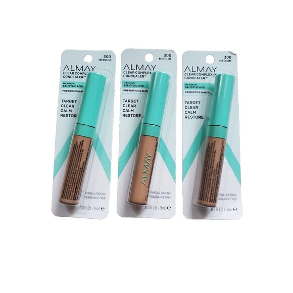 3x Almay Clear Complexion Concealer 300 Medium Salicylic Acid 2024 NEW Sealed - Picture 3 of 3